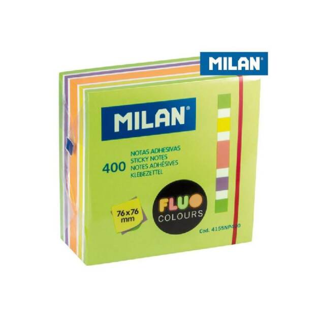 BLOCO 400 NOTAS ADESIVAS CORES FLUOR. 76X76MM