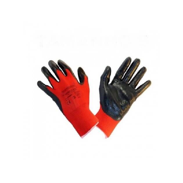 LUVA NITRILO/NYLON ANTICORTE PRETO/VERM Nº9